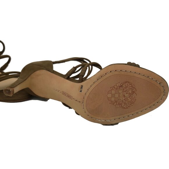 Vince Camuto Cadela Taupe Leather Strappy Heeled Sandals - Women's Size 8M - Picture 8 of 8